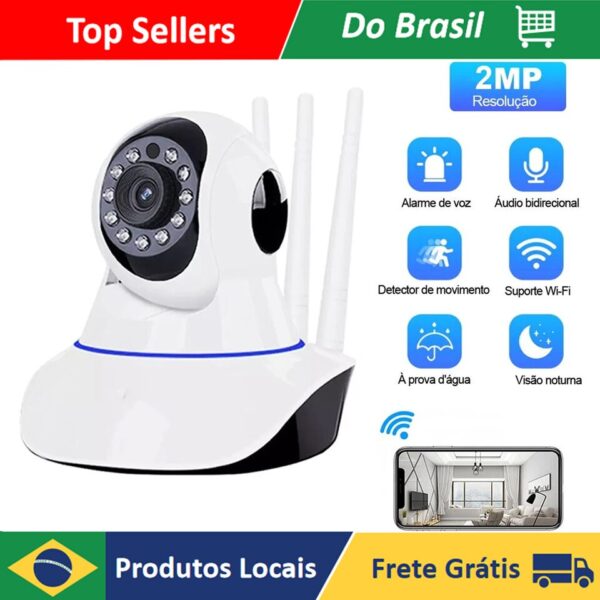 Câmera 3 antenas wifi HD com câmera noturna e sensor rotação por aplicativo